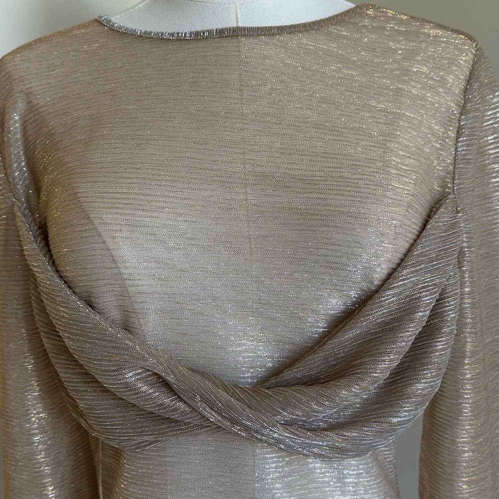 NWOT- Anthropologie Metallic Long Sleeve Top- Medium - Picture 2 of 8